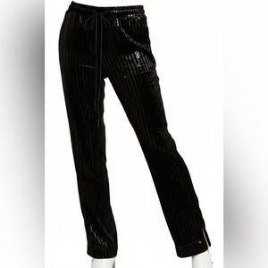 RtA Fiona‎ women’s Pants black Velvet Stripe Sequin adjustable size medium